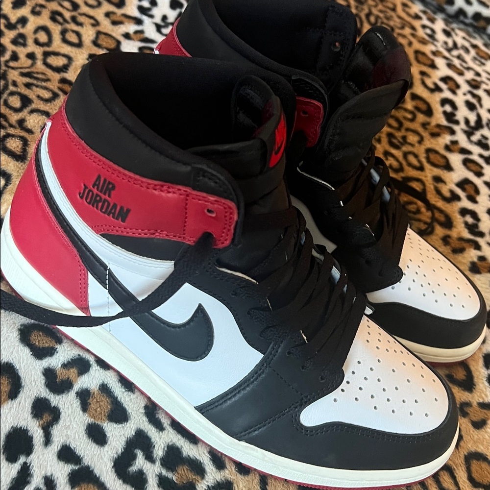 Jordan High-Top Sneakers - Black, Red, and White